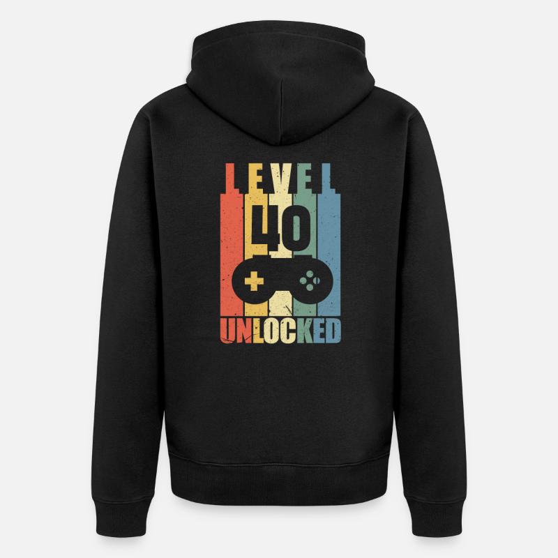 Level 40 - Unisex Premium Bio Zip Hoodie - Schwarz