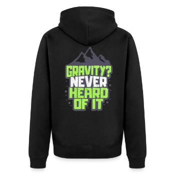 Kletterer Klettern Bouldern - Unisex Premium Bio Zip Hoodie - Schwarz - Hinten - Nico (187cm)