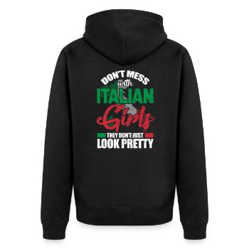 Italian - Unisex Premium Organic Zip Hoodie - black - Back - Nico (187cm)