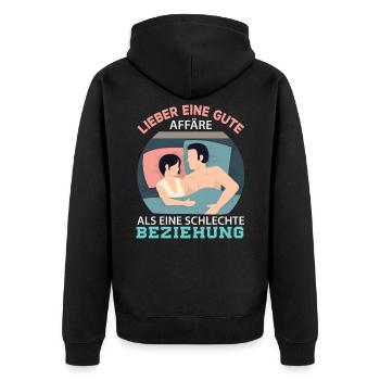 Anti Valentinstag - Unisex Premium Bio Zip Hoodie - Schwarz - Hinten - Nico (187cm)