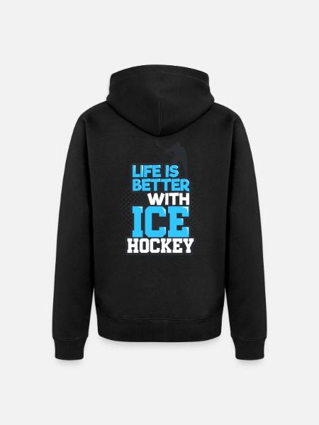 Eishockey - Unisex Premium Bio Zip Hoodie - Schwarz