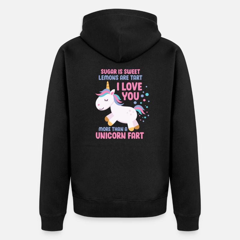 Einhorn - Unisex Premium Bio Zip Hoodie - Schwarz