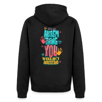 Autismus Autist - Unisex Premium Bio Zip Hoodie - Schwarz - Hinten - Nico (187cm)