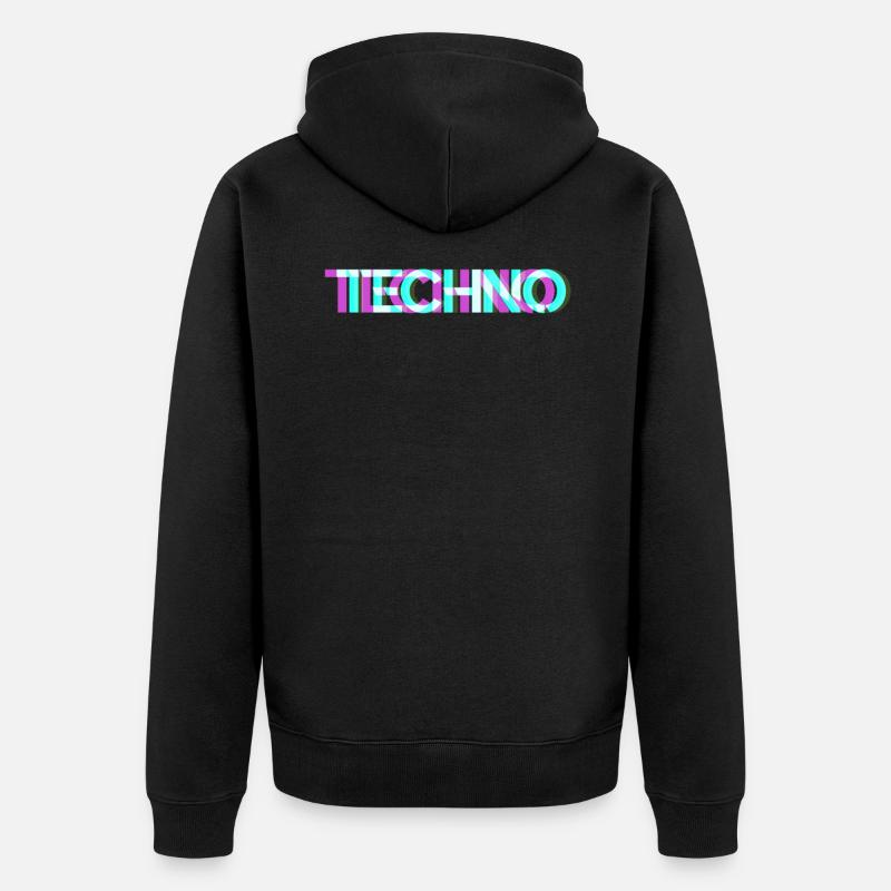 Techno - Unisex Premium Bio Zip Hoodie - Schwarz