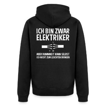 Elektriker - Unisex Premium Bio Zip Hoodie - Schwarz - Hinten - Nico (187cm)