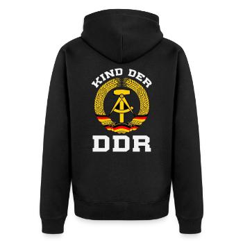 Kind Der DDR - Unisex Premium Bio Zip Hoodie - Schwarz - Hinten - Nico (187cm)