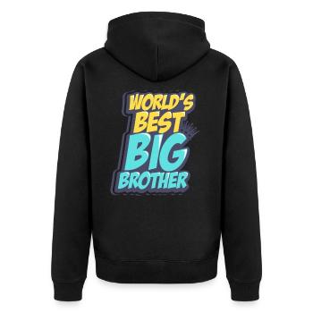Bester Großer Bruder - Unisex Premium Bio Zip Hoodie - Schwarz - Hinten - Nico (187cm)