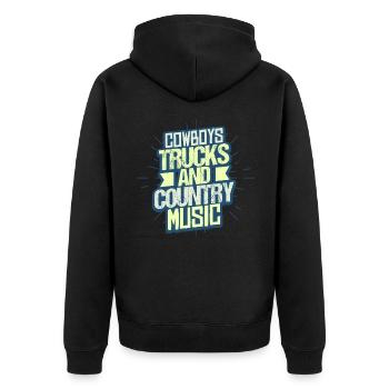 Country Musik Trucker - Unisex Premium Bio Zip Hoodie - Schwarz - Hinten - Nico (187cm)