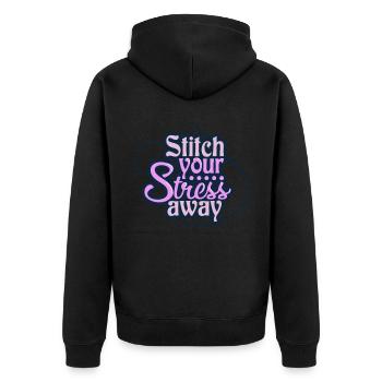 Nähen - Unisex Premium Bio Zip Hoodie - Schwarz - Hinten - Nico (187cm)