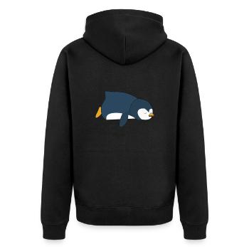 Pinguin - Unisex Premium Bio Zip Hoodie - Schwarz - Hinten - Nico (187cm)