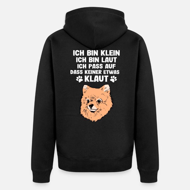 Pomeranian Hundespruch Geschenk - Unisex Premium Bio Zip Hoodie - Schwarz