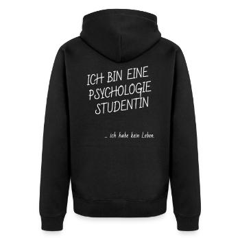 Psychologie Studentin - Unisex Premium Bio Zip Hoodie - Schwarz - Hinten - Nico (187cm)