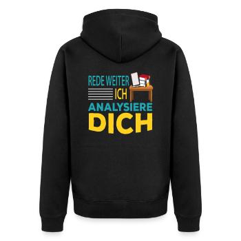 Psychologie Student - Unisex Premium Bio Zip Hoodie - Schwarz - Hinten - Nico (187cm)