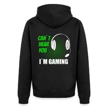 gamer games video games funny saying gift - Unisex Premium Organic Zip Hoodie - black - Back - Nico (187cm)