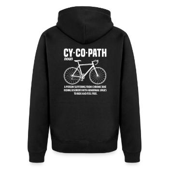 Fahrrad - Unisex Premium Bio Zip Hoodie - Schwarz - Hinten - Nico (187cm)