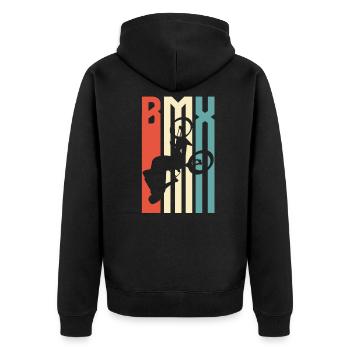 BMX - Unisex Premium Bio Zip Hoodie - Schwarz - Hinten - Nico (187cm)