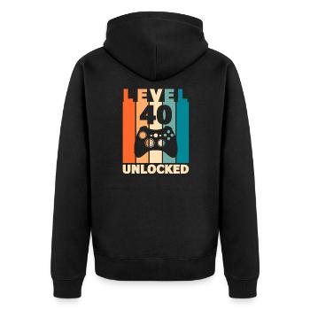 40th Birthday Gamer Level 40 Gambler Gift - Unisex Premium Organic Zip Hoodie - black - Back - Nico (187cm)