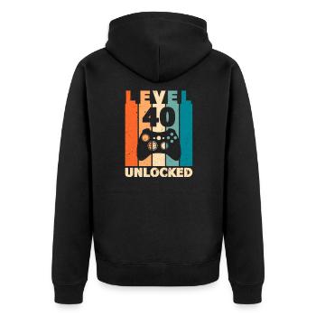 40th Birthday Gamer - Unisex Premium Organic Zip Hoodie - black - Back - Nico (187cm)