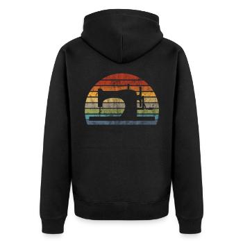 Nähen - Unisex Premium Bio Zip Hoodie - Schwarz - Hinten - Nico (187cm)