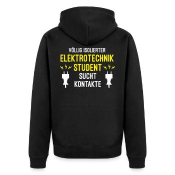 Elektrotechnik Uni - Unisex Premium Bio Zip Hoodie - Schwarz - Hinten - Nico (187cm)