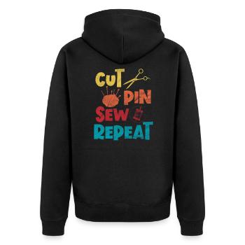 Nähen - Unisex Premium Bio Zip Hoodie - Schwarz - Hinten - Nico (187cm)