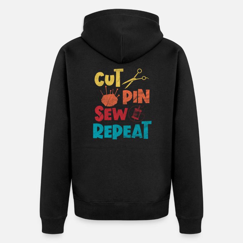 Nähen - Unisex Premium Bio Zip Hoodie - Schwarz