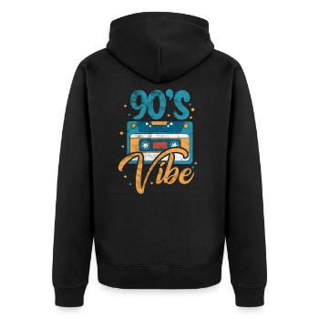 90er Jahre Neunziger 90s Kassette Retro Geschenk - Unisex Premium Bio Zip Hoodie - Schwarz - Hinten - Nico (187cm)