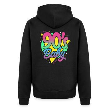 90er Jahre Neunziger 90s Retro Vintage Geschenk - Unisex Premium Bio Zip Hoodie - Schwarz - Hinten - Nico (187cm)
