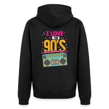 Années 90 - Veste à capuche bio Premium Unisexe - noir - Dos - Nico (187cm)