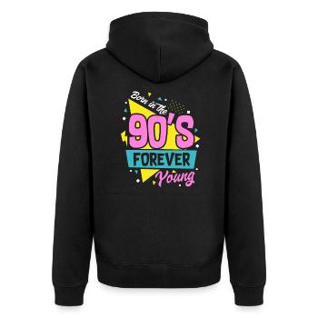 90er Jahre - Unisex Premium Bio Zip Hoodie - Schwarz - Hinten - Nico (187cm)