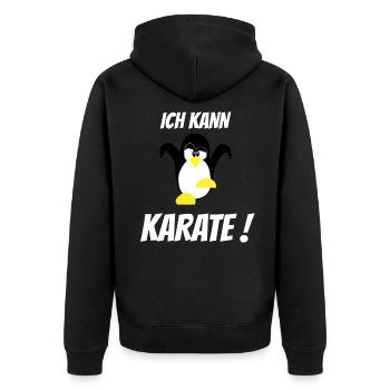 Pinguin Damen Geschenkidee lustiger Spruch - Unisex Premium Bio Zip Hoodie - Schwarz - Hinten - Nico (187cm)