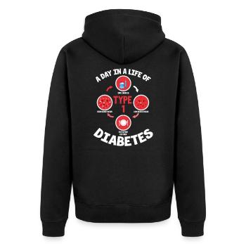 Diabetes type 1 diabetic insulin gift - Unisex Premium Organic Zip Hoodie - black - Back - Nico (187cm)