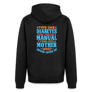 Diabète type 1 Diabétiques Insuline Cadeau - Veste à capuche bio Premium Unisexe - noir - Dos - Nico (187cm)