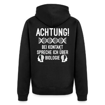 Biologie Lehrer - Unisex Premium Bio Zip Hoodie - Schwarz - Hinten - Nico (187cm)