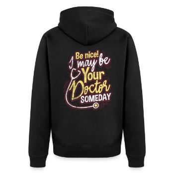 Étudiant en médecine - Veste à capuche bio Premium Unisexe - noir - Dos - Nico (187cm)