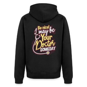 Étudiant en médecine - Veste à capuche bio Premium Unisexe - noir - Dos - Nico (187cm)