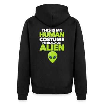 Alien - Unisex Premium Bio Zip Hoodie - Schwarz - Hinten - Nico (187cm)