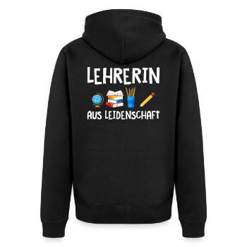 Lehrerin aus Leidenschaft - Unisex Premium Bio Zip Hoodie - Schwarz - Hinten - Nico (187cm)