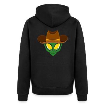 Alien Cowboy - Unisex Premium Bio Zip Hoodie - Schwarz - Hinten - Nico (187cm)