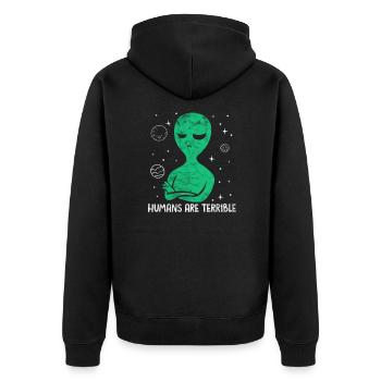 Alien - Unisex Premium Organic Zip Hoodie - black - Back - Nico (187cm)