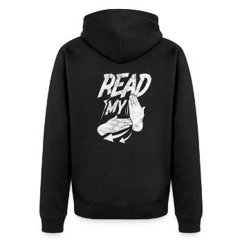 Langue des signes ASL Langue des signes sourde - Veste à capuche bio Premium Unisexe - noir - Dos - Nico (187cm)