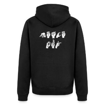 Langue des signes ASL Langue des signes sourde - Veste à capuche bio Premium Unisexe - noir - Dos - Nico (187cm)
