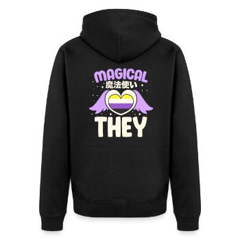 Genderqueer LGBT Queer Gay Pride CSD cadeau - Veste à capuche bio Premium Unisexe - noir - Dos - Nico (187cm)