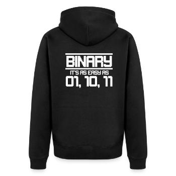 Binary code - Unisex Premium Organic Zip Hoodie - black - Back - Nico (187cm)