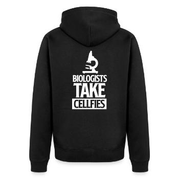 biology - Unisex Premium Organic Zip Hoodie - black - Back - Nico (187cm)