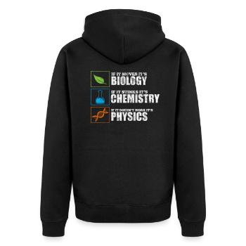 Physics biology chemistry - Unisex Premium Organic Zip Hoodie - black - Back - Nico (187cm)