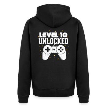 Level 10 10th birthday 10 years gamer gift - Unisex Premium Organic Zip Hoodie - black - Back - Nico (187cm)