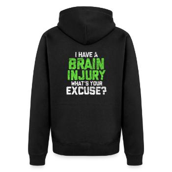 Gehirnverletzung Schädel-Hirn-Trauma Geschenk - Unisex Premium Bio Zip Hoodie - Schwarz - Hinten - Nico (187cm)