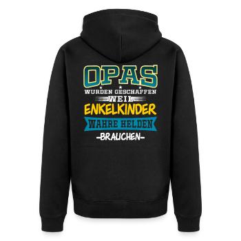 Opa Großvater Opi Geschenk - Unisex Premium Bio Zip Hoodie - Schwarz - Hinten - Nico (187cm)