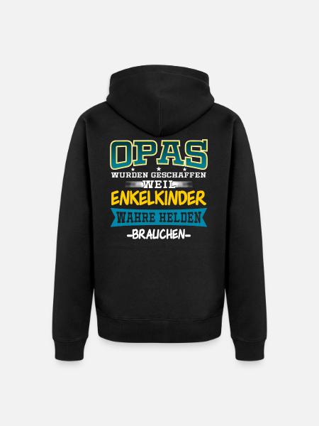Opa Großvater Opi Geschenk - Unisex Premium Bio Zip Hoodie - Schwarz